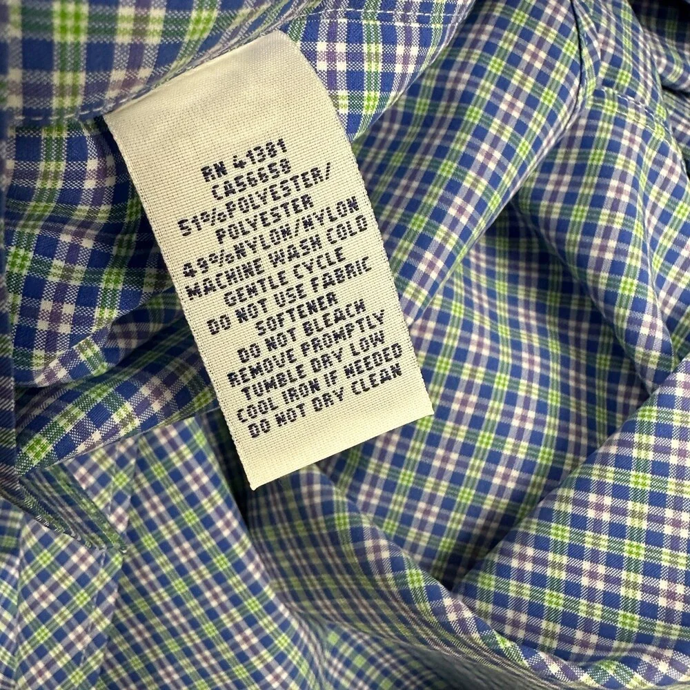 Polo Ralph Lauren Shirt Men Large Blue Plaid Performance Long Sleeve Button Up L